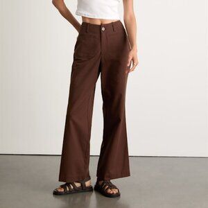 Lulus Bryssa Dark Brown Twill High-rise Wide-leg Pants - Size M